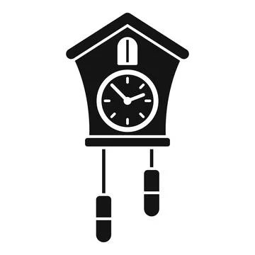 Cuckoo clock hanging on white background showing time Stock Illustration