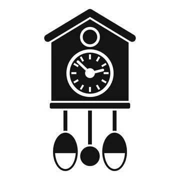 Cuckoo clock hanging on white background showing time Stock Illustration