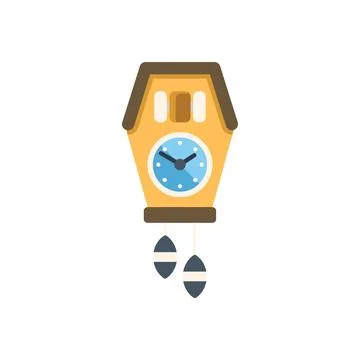 Cuckoo clock hanging on white background showing time Stock Illustration