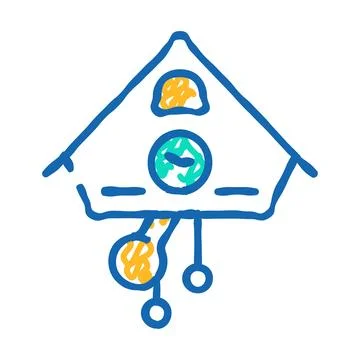 Cuckoo clock icon doodle illustration Ilustración de archivo