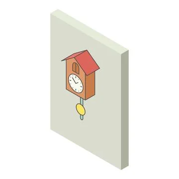 Cuckoo clock icon isometric vector. Vintage style cuckoo clock hanging on wall Stock Illustration