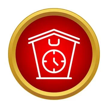 Cuckoo clock icon showing time concept inside house shape Stock Illustration