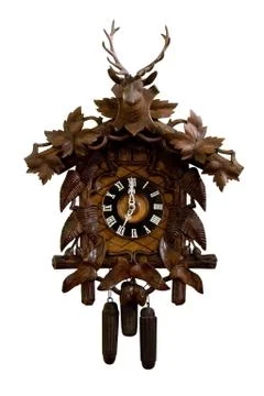 Cuckoo Clock Isolated on a White Background Stock Photos