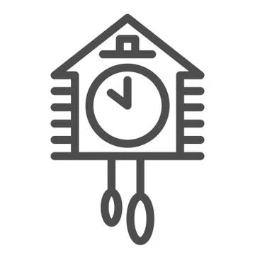 Cuckoo-clock line icon. Five minutes to midnight on clock vector illustration Stock Illustration