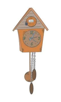 The cuckoo clock is locked. Vector illustration. Stock Illustration