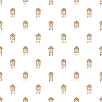 Cuckoo clock pattern repeating time background wallpaper Stock Illustration