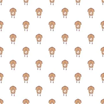 Cuckoo clock pattern repeating time tradition decoration Stock Illustration