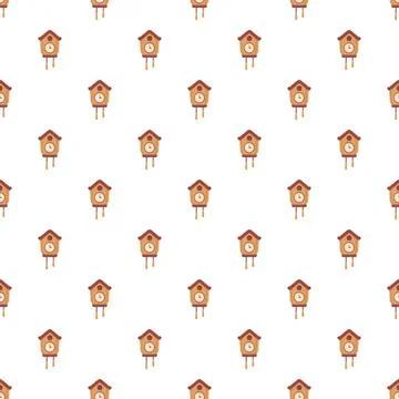 Cuckoo clock pattern repeating time background design Stockillustratie