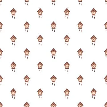 Cuckoo clock pattern repeating time background Stock Illustration