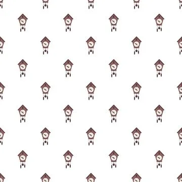 Cuckoo clock pattern on white background Stock Illustration