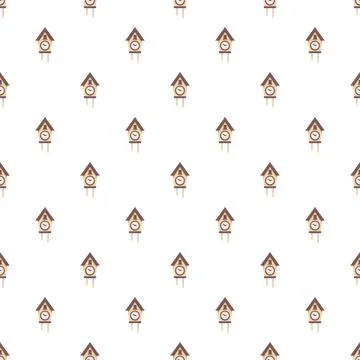 Cuckoo clock pattern on white background Stock Illustration