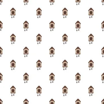 Cuckoo clock pattern on white background time concept Stock Illustration