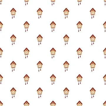 Cuckoo clock pattern on white background for design Stock Illustration