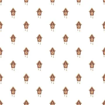 Cuckoo clock pattern on white background 库存插图