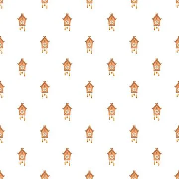 Cuckoo clock pattern on white background for design Stock Illustration