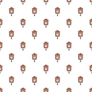 Cuckoo clock pattern on white background Illustrazione stock