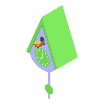 Cuckoo Clock pendulum icon isometric vector. Hour bird Stock Illustration