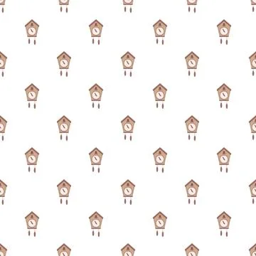 Cuckoo clock seamless pattern watching time passing Stock Illustration