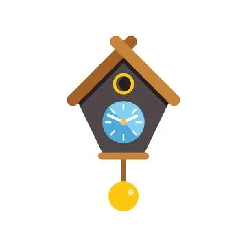 Cuckoo clock showing time in minimalist style illustration Stock Illustration