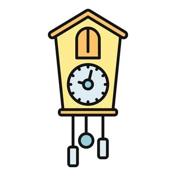 Cuckoo clock showing time passing icon Stock Illustration