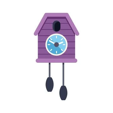 Cuckoo clock showing time on white background Stock Illustration