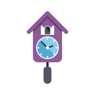 Cuckoo clock showing time on white background Stock Illustration