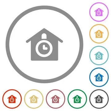 Cuckoo clock solid flat icons with outlines Illustrazione stock