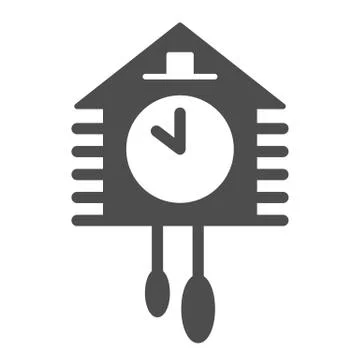 Cuckoo-clock solid icon. Five minutes to midnight on clock vector illustration Stock Illustration