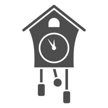 Cuckoo clock solid icon, New Year concept, retro watch sign on white background イラスト素材