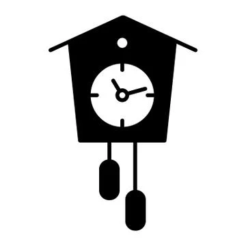 Cuckoo-clock solid icon. Old clock vector illustration isolated on white Stock Illustration