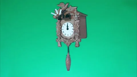 Cuckoo clock stop motion greenscreen Video stock 147036134