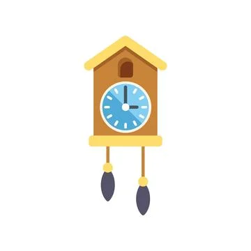 Cuckoo clock striking seven on white background Stock Illustration