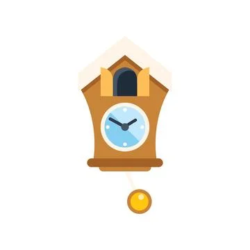 Cuckoo clock striking time on white background Stock Illustration