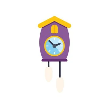 Cuckoo clock striking time on white background Stock Illustration