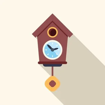 Cuckoo clock with a swinging pendulum telling the time Stock Illustration