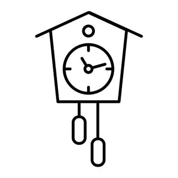 Cuckoo-clock thin line icon. Old clock vector illustration isolated on white Stock Illustration