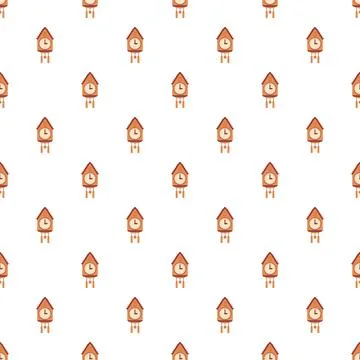 Cuckoo clocks forming seamless time measurement pattern Stock Illustration