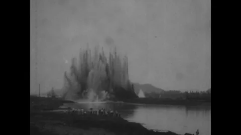 Cucuaracha slide is dynamited and blown up - 1913-1914 Stock Footage 83687461