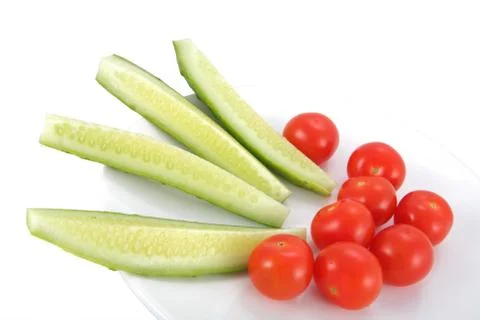 Cucumber and Tomatoes Stock Photos
