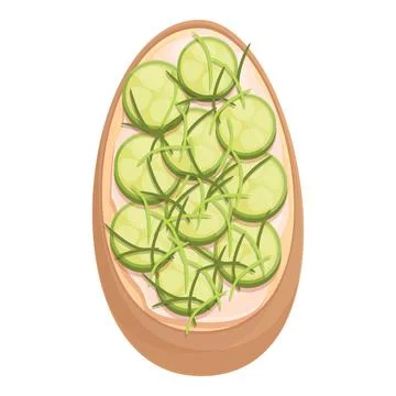 Cucumber bruschetta icon cartoon vector. Toast bread Stock Illustration
