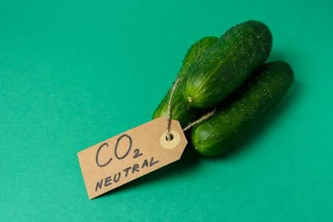 Cucumber with carbon label Stock Photos