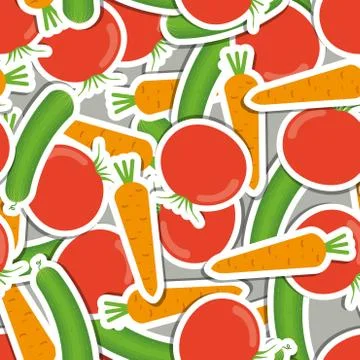Cucumber, carrot, tomato pattern. seamless texture 스톡 일러스트