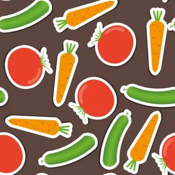 Cucumber, carrot, tomato pattern. seamless texture 스톡 일러스트
