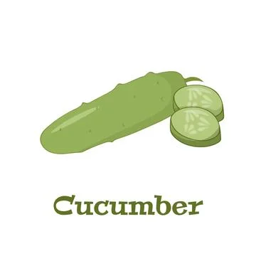 Cucumber. Cartoon vector icon isolated on white background. Series of food and Stock Illustration