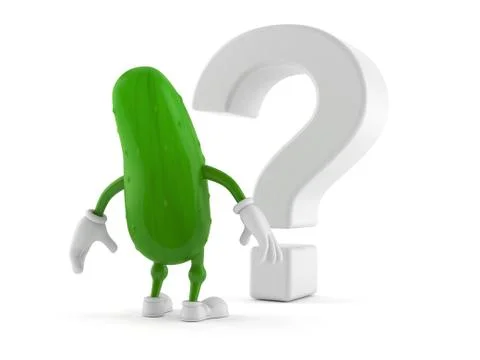 Cucumber character looking at question mark symbol Stock Illustration