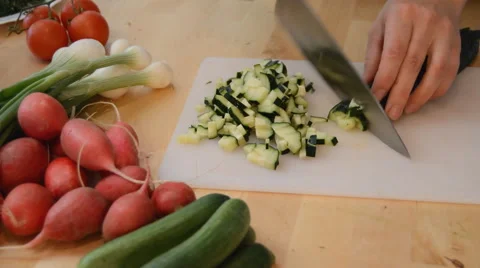 Cucumber Chopped Into Cubes Stock Footage 51833723