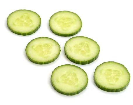 Cucumber circle slices on white Stock Photos