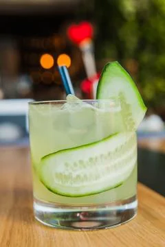 Cucumber cocktail on the table Stock Photos