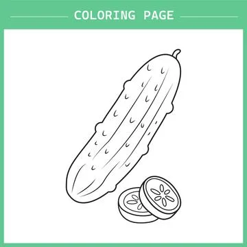 Cucumber Coloring Page Vector 스톡 일러스트