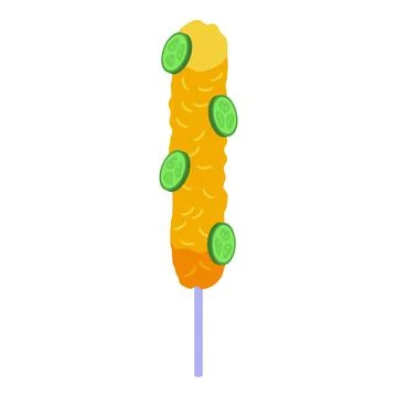 Cucumber corn dog icon isometric vector. Hot food Stock Illustration
